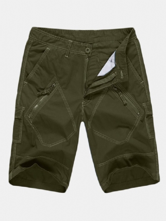 Stor Storlek 30-40 Casual Cargo Shorts Sommar Herr Enfärgad Multifickor Knälånga Shorts