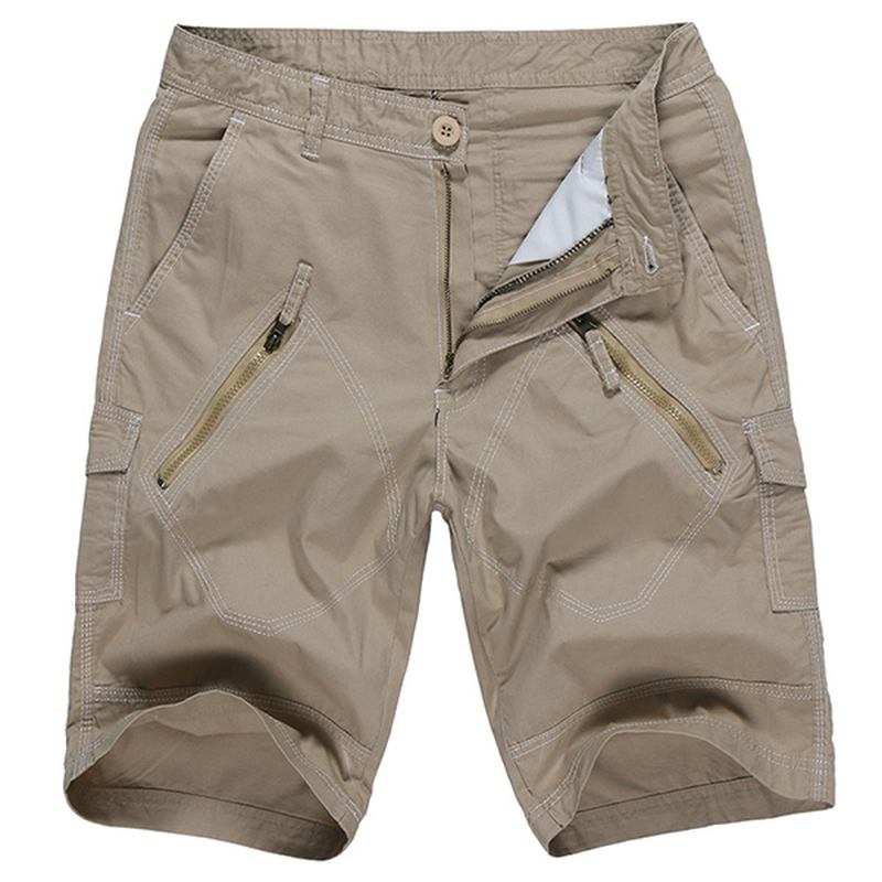 Stor Storlek 30-40 Casual Cargo Shorts Sommar Herr Enfärgad Multifickor Knälånga Shorts