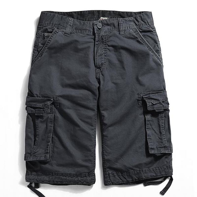 Utomhus Stor Storlek Ren Bomull Tvätt Cargo Shorts Multi Pocket Casual Herrshorts