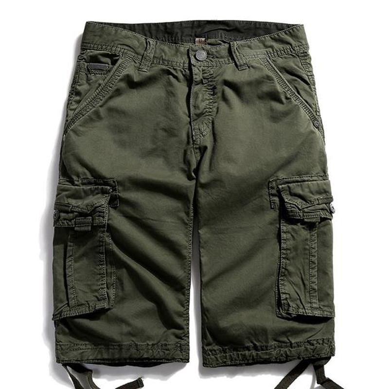 Utomhus Stor Storlek Ren Bomull Tvätt Cargo Shorts Multi Pocket Casual Herrshorts