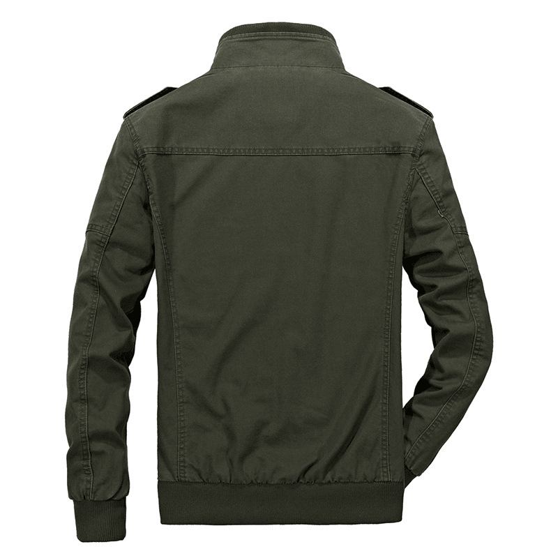 Epaulet I Militärstil Plus Storlek S-4xl Höstjacka I Bomull