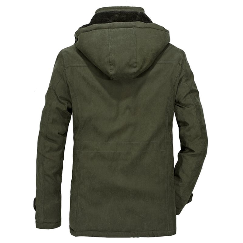 Herr Big Size Fleece Tjock Varm Huva Avtagbar Outdoor Jacka Vinter Work Coat