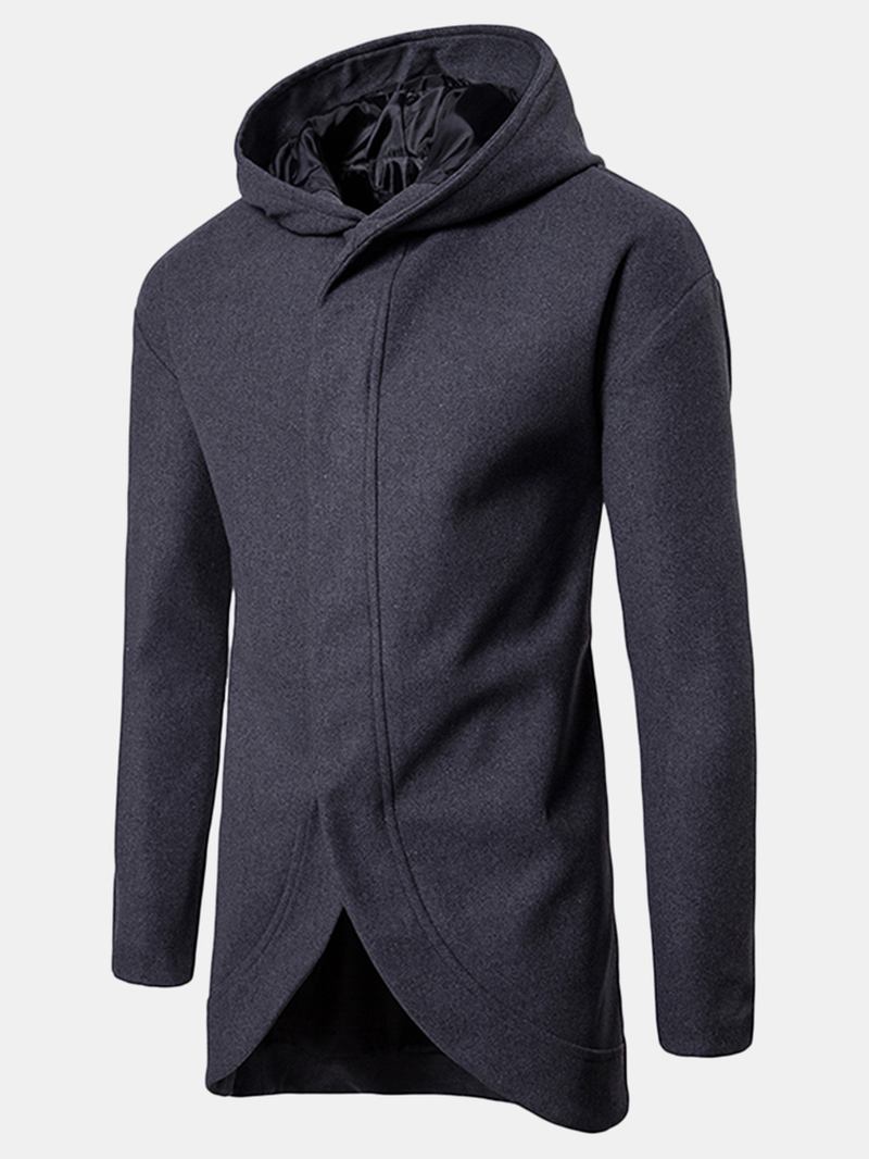 Herr Business Hooded Single Breasted Casual Mid Long Trenchcoats