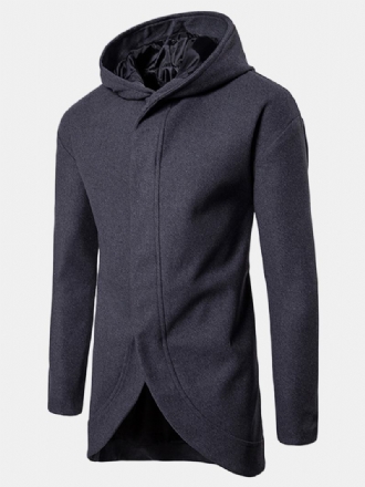 Herr Business Hooded Single Breasted Casual Mid Long Trenchcoats