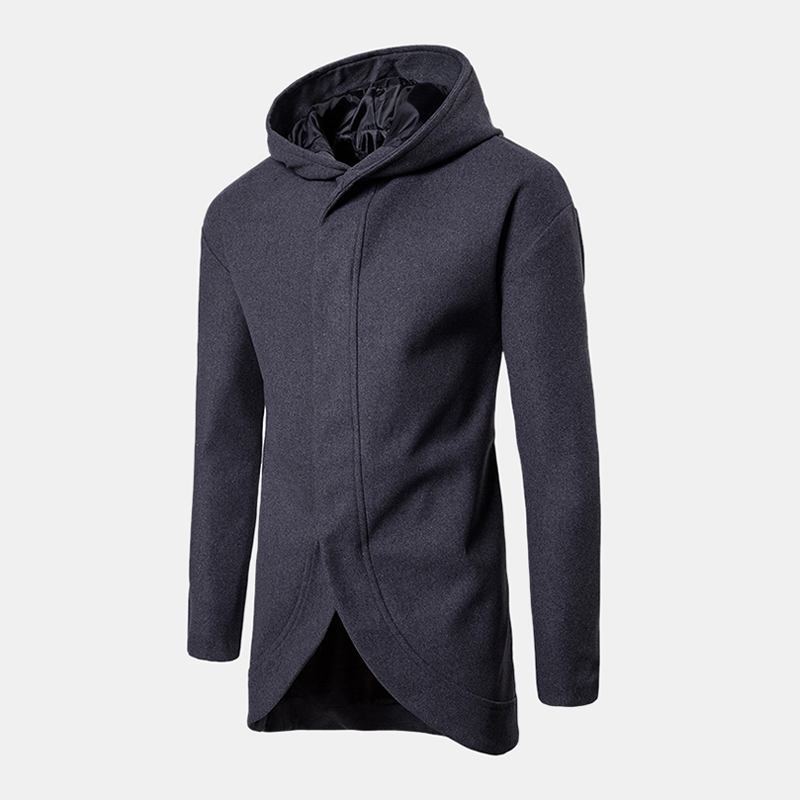 Herr Business Hooded Single Breasted Casual Mid Long Trenchcoats