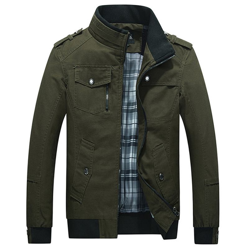 Herr Vår Höst Stand Collar Multi Pocket Outdoor Jacka