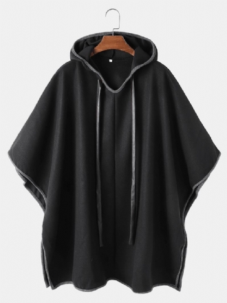 Män Ärmlös Oversized Casual Svart Huva Kappa Cape Coats