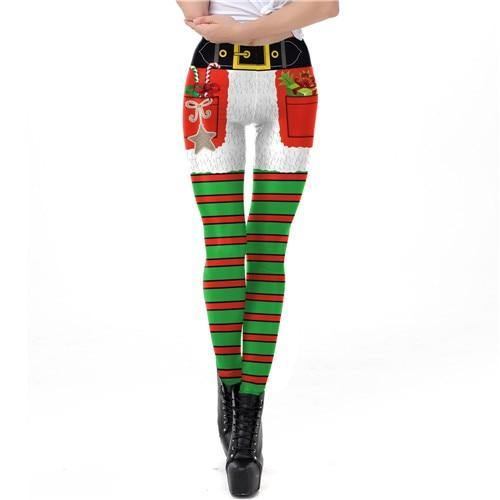 Christmas Autumn Winter Stripe Tribal Leggings För Kvinnor