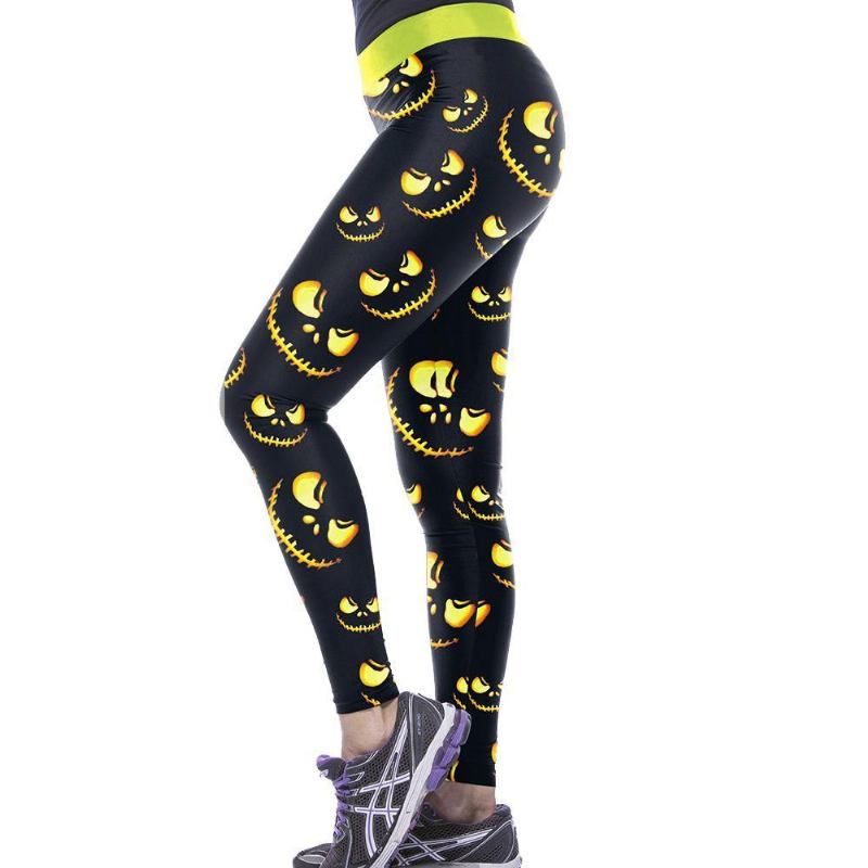 Dam Leggings Harvest Sporting Leggings Belysning Pumpa Lantern Med Tryck Mujer Legg Byxor