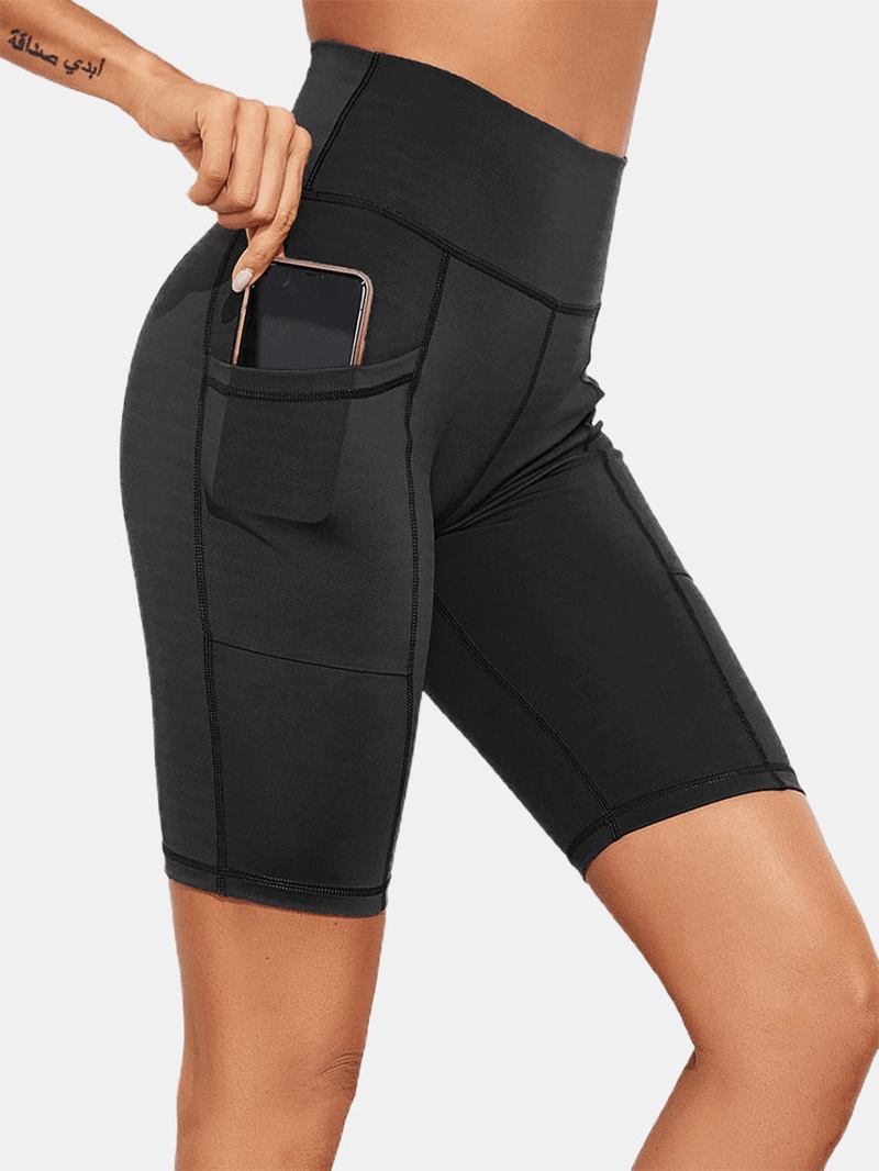 Enfärgad Ficka Slim Hip Lift Yoga Leggings