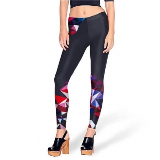 Färgglada Geometriska Konsttryck Kvinnor Leggings