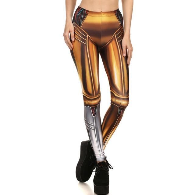 Guld Robot Digital Med Tryck Leggings