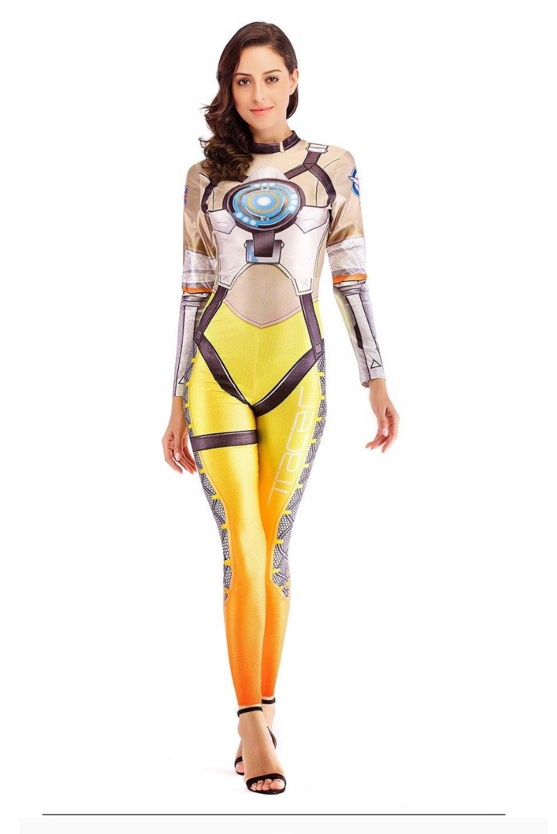 Hero Tracer Costume Cosplay Anime Bodysuit Kostymer För Kvinnor Plus Size Jumpsuit