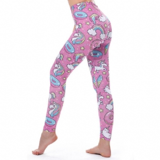 Leggings Kvinnor Legg Fitness Legging Sexiga Byxor Hög Midja Push Up Glänsande 3d-tryckta Rainbow Star Katt Donuts