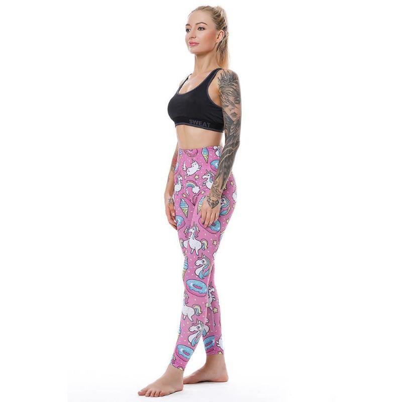 Leggings Kvinnor Legg Fitness Legging Sexiga Byxor Hög Midja Push Up Glänsande 3d-tryckta Rainbow Star Katt Donuts