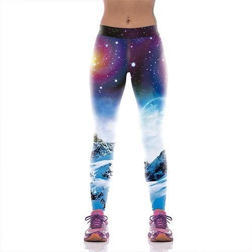 New Arrival Dam Leggings Sportbyxor Starry Sky 3d Spot Med Tryck Mujer Compression Legg Byxor