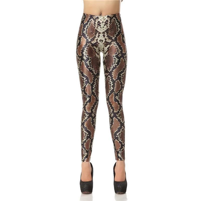 Ny Design Mode 3d Digital Ormskinn Ben Slim Legg Tryckt Kvinnor Leggings Kvinnor Byxor