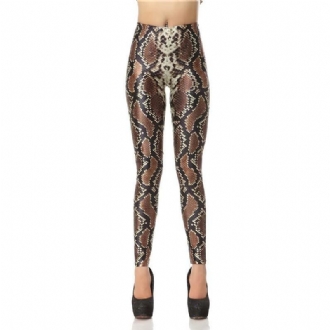 Ny Design Mode 3d Digital Ormskinn Ben Slim Legg Tryckt Kvinnor Leggings Kvinnor Byxor