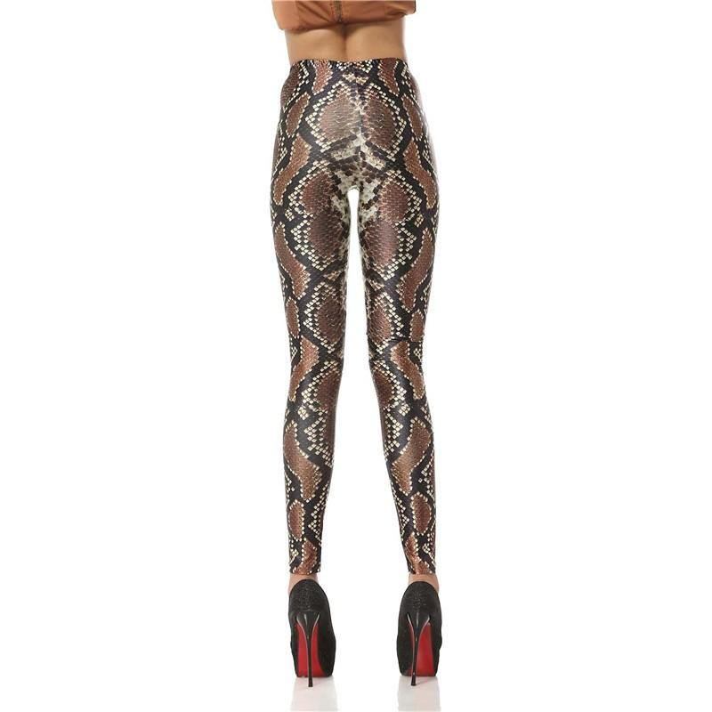 Ny Design Mode 3d Digital Ormskinn Ben Slim Legg Tryckt Kvinnor Leggings Kvinnor Byxor