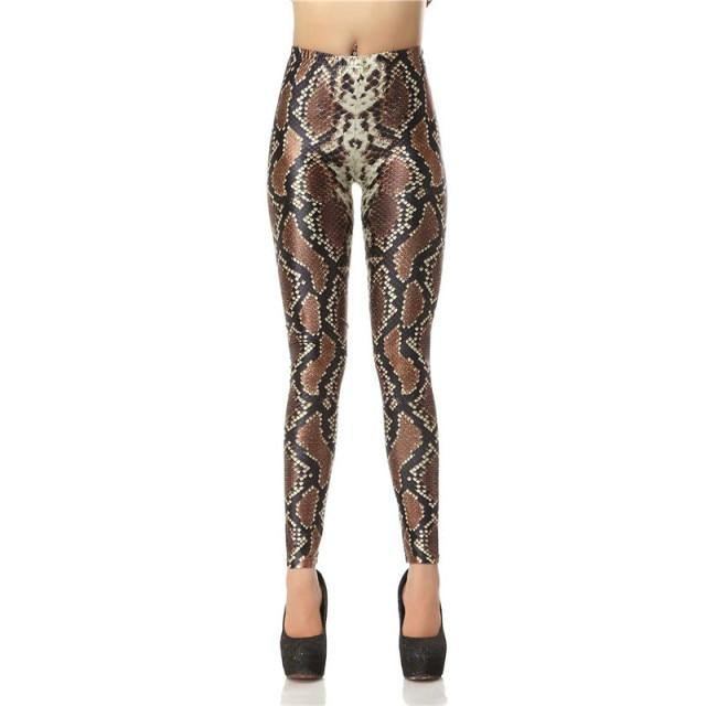 Ny Design Mode 3d Digital Ormskinn Ben Slim Legg Tryckt Kvinnor Leggings Kvinnor Byxor