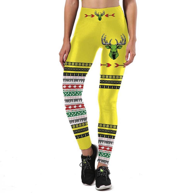 Nya Höst Leggings Kvinnor Sport Ugly Christmas Djur Sika Deer 3d-tryckt Legging Hög Midja Byxor Leggins