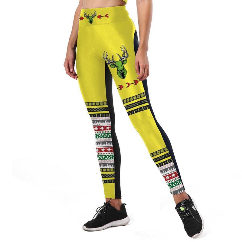 Nya Höst Leggings Kvinnor Sport Ugly Christmas Djur Sika Deer 3d-tryckt Legging Hög Midja Byxor Leggins