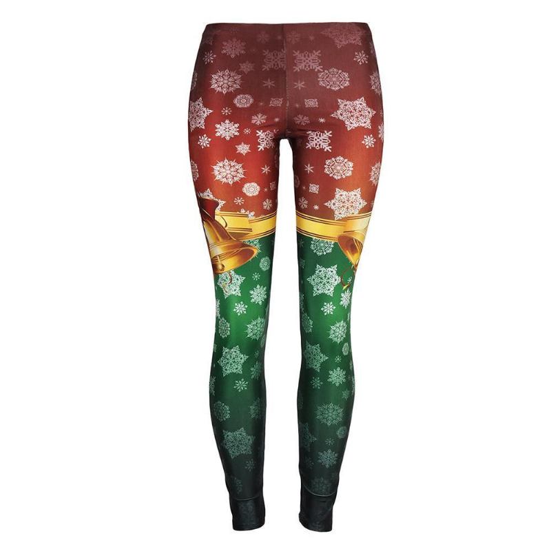 Snowflake Leggings Dam Plus Size Legg Christmas Bell Bowknot Festival Fitness Legging