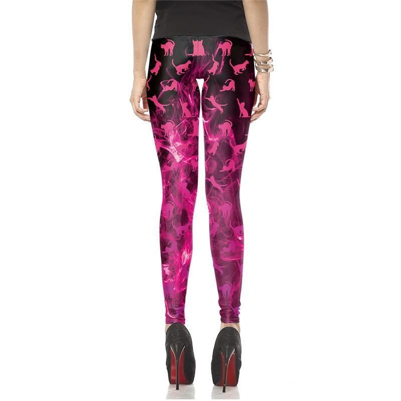 Sommar Höst Legging 3d-tryckt Mode Kvinnor Leggings Katter Legg Tie Dye Kvinna Byxor