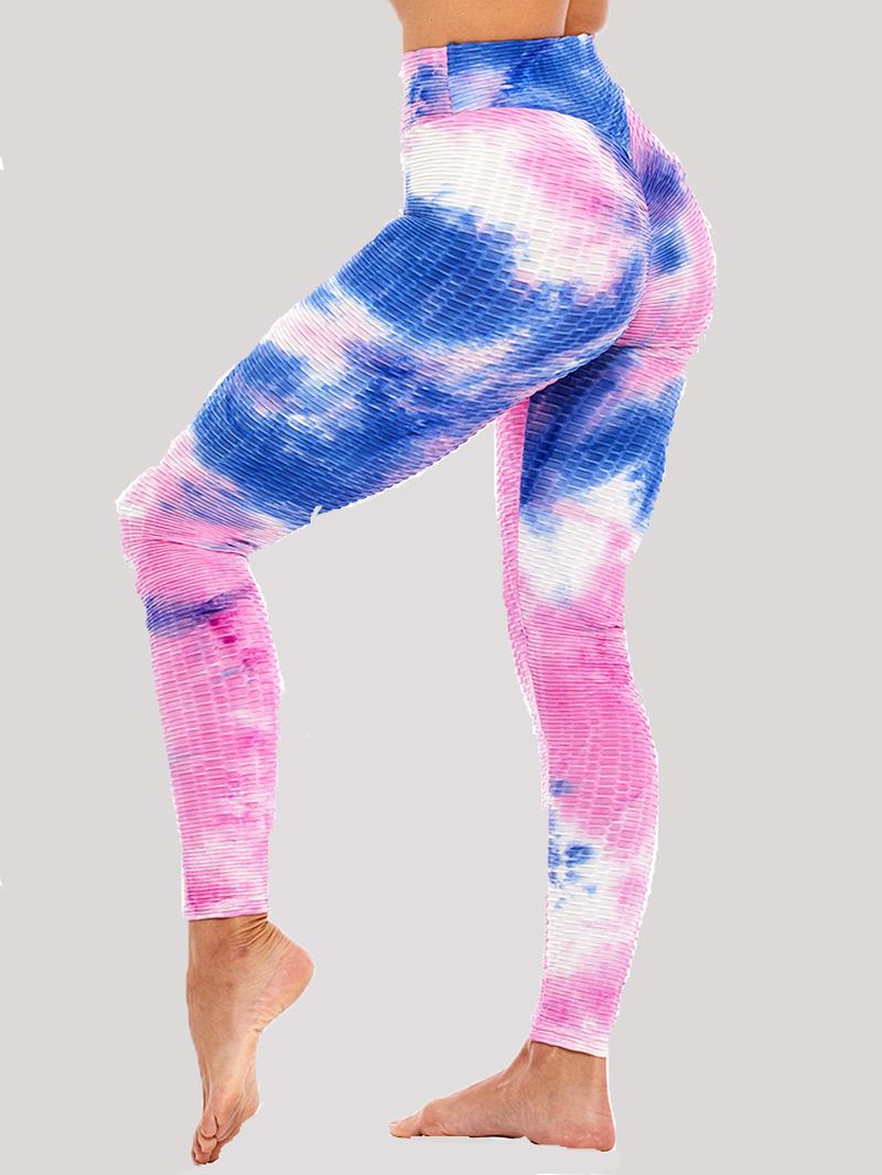 Tie-dye Random Med Tryck High Waist Slim Sport Yoga Casual Leggings För Kvinnor