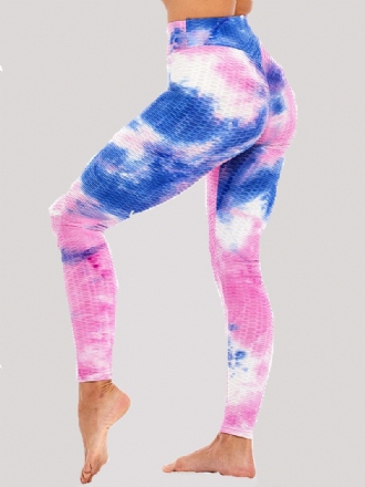 Tie-dye Random Med Tryck High Waist Slim Sport Yoga Casual Leggings För Kvinnor