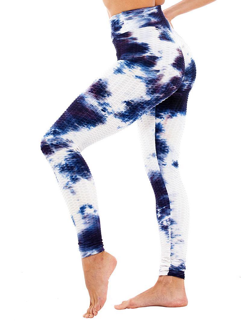 Tie-dye Random Med Tryck High Waist Slim Sport Yoga Casual Leggings För Kvinnor