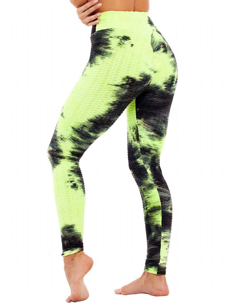 Tie-dye Random Med Tryck High Waist Slim Sport Yoga Casual Leggings För Kvinnor