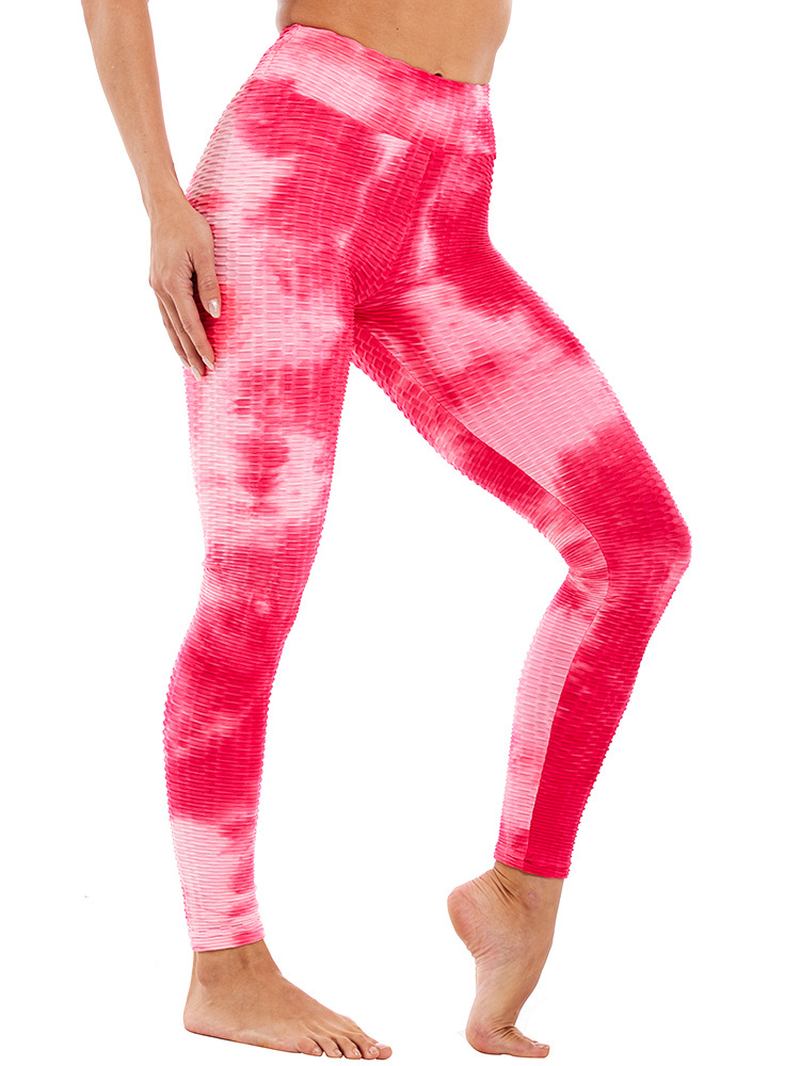 Tie-dye Random Med Tryck High Waist Slim Sport Yoga Casual Leggings För Kvinnor