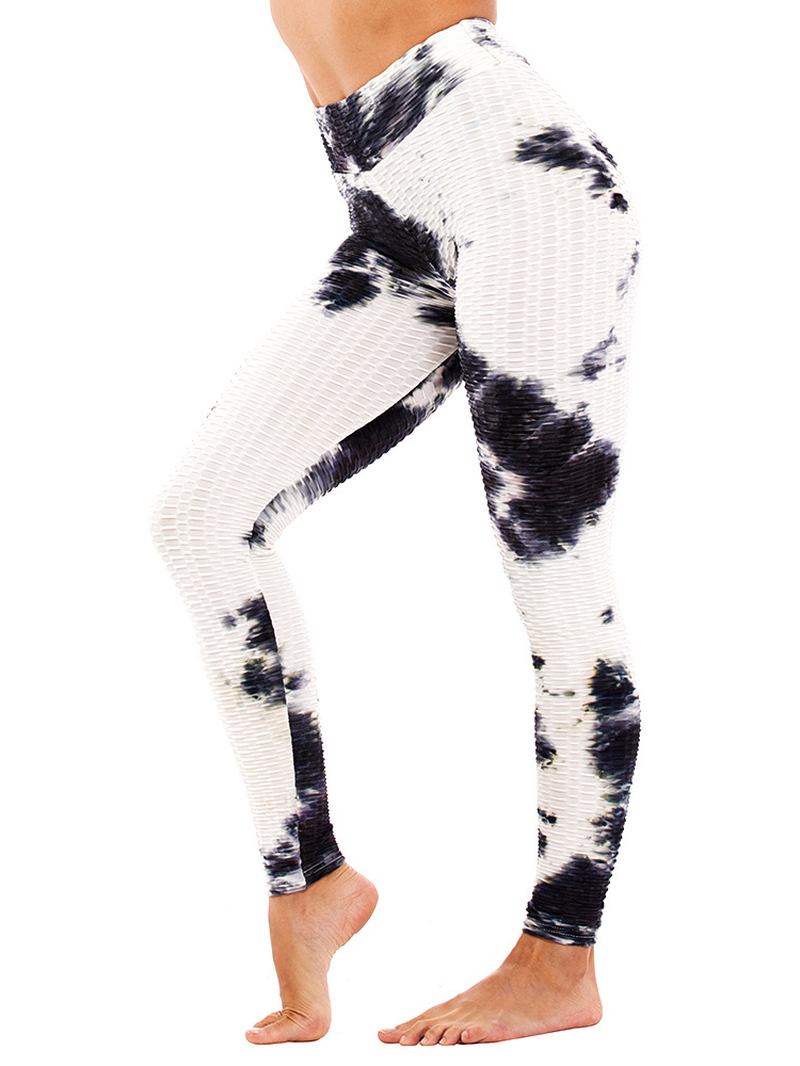 Tie-dye Random Med Tryck High Waist Slim Sport Yoga Casual Leggings För Kvinnor