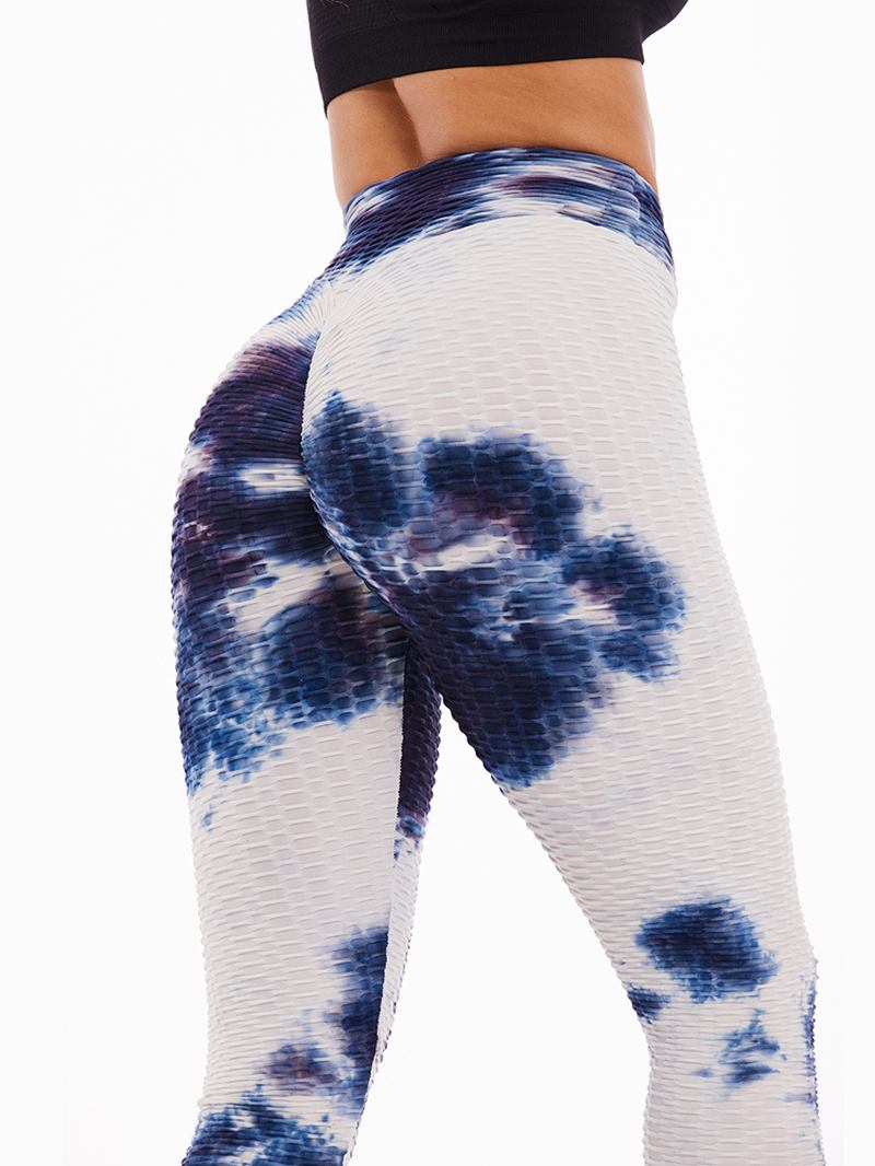 Tie-dye Random Med Tryck High Waist Slim Sport Yoga Casual Leggings För Kvinnor