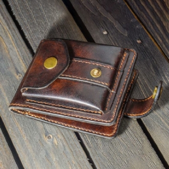 Män Äkta Läder Bifold Multi-card Slot Korthållare Vintage Edc Myntväska Bälte Slida Plånbok Midjeväska