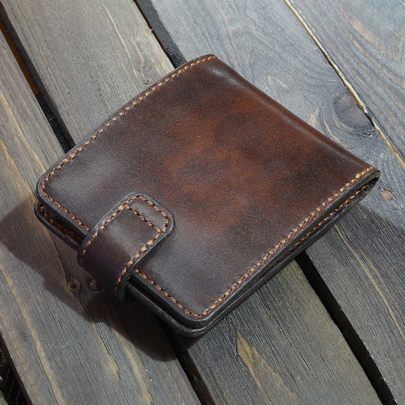 Män Äkta Läder Bifold Multi-card Slot Korthållare Vintage Edc Myntväska Bälte Slida Plånbok Midjeväska