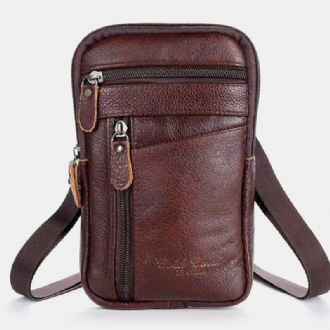 Män Äkta Läder Multi-carry Stöldskydd 6.5 Tums Telefonväska Crossbody-väska Midjeväska Sling Bag