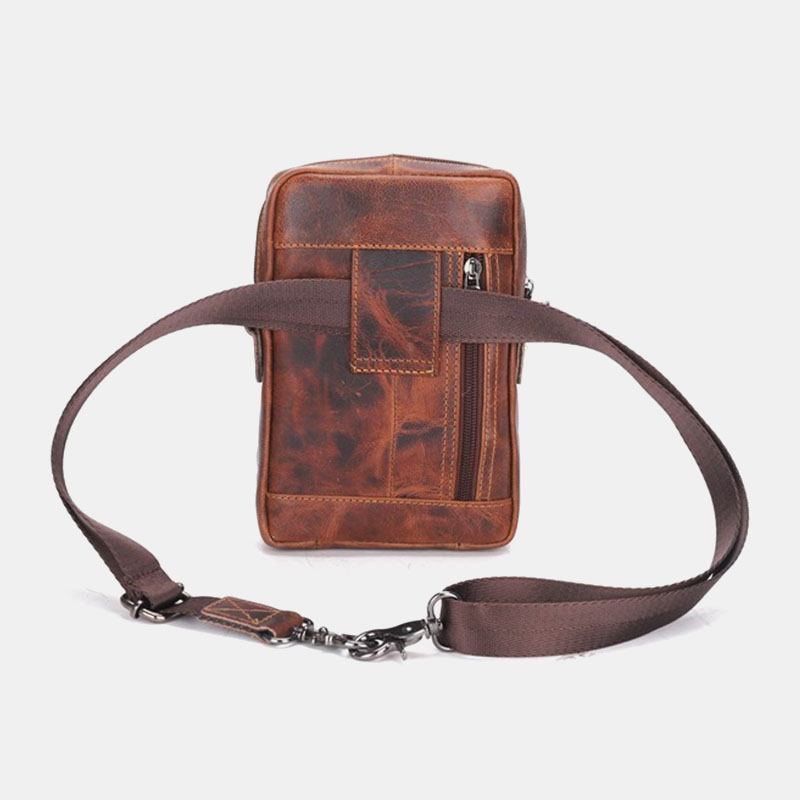 Män Äkta Läder Multifunktion Lätt Crossbody-väska Multi-pocket Bältesväska Telefonväska