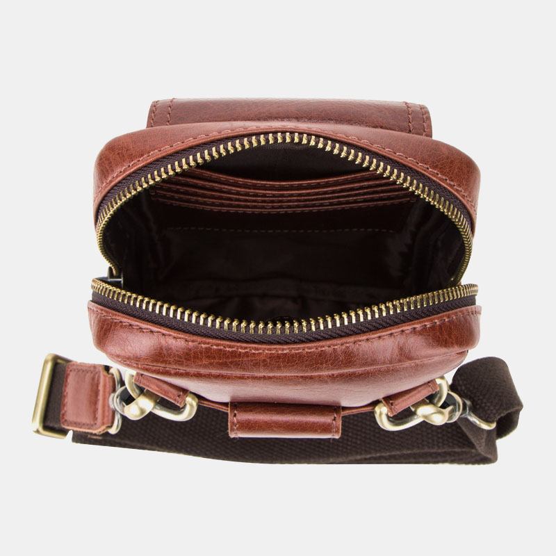 Män Äkta Läder Retro Mode 5.8 Tums Telefonväska Multi-carry Crossbody Bag Midjeväska