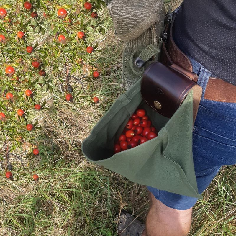 Män Canvas Äkta Läder Edc Vikbar Foderväska Midjeväska Plånbok Fruktplockningsväska Förvaringsväska