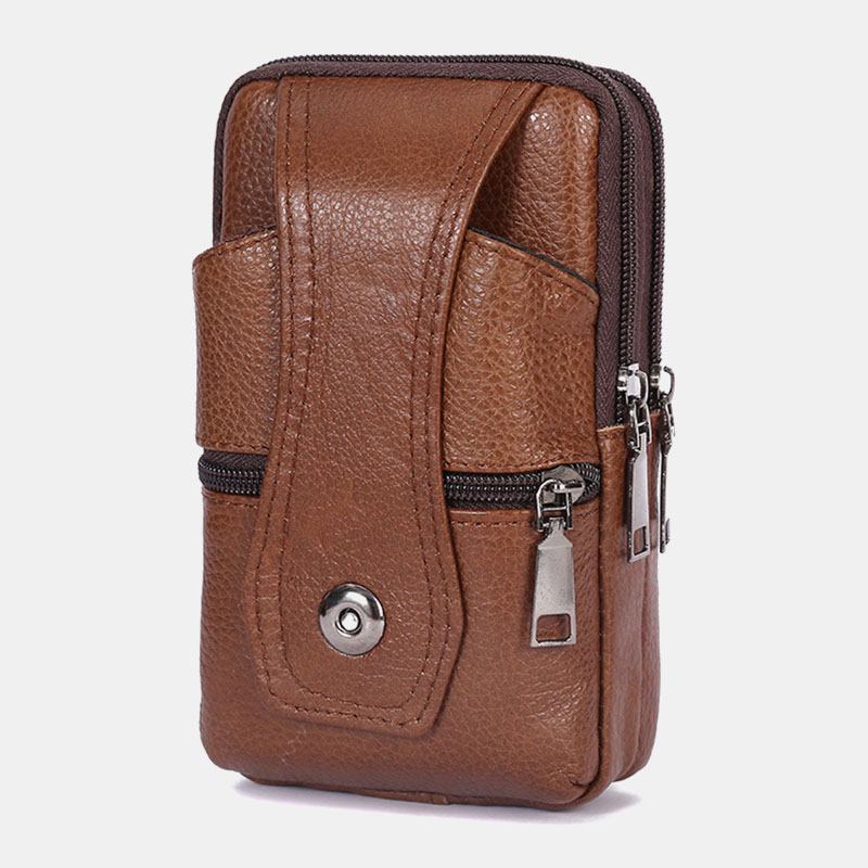 Män Slitstark Flik Magnetisk Knappdesign Midjeväska Andas Smaklös Bältesväska 6.5 Tums Telefonväska Crossbody-väskor Med Axelrem