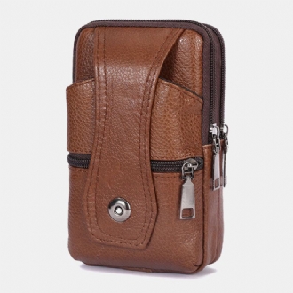 Män Slitstark Flik Magnetisk Knappdesign Midjeväska Andas Smaklös Bältesväska 6.5 Tums Telefonväska Crossbody-väskor Med Axelrem