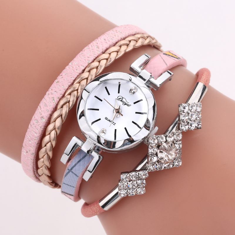 Blommor Dial Show Modeabla Kvinnor Armband Watch Tourist Dress Retro Style Quartz Watch