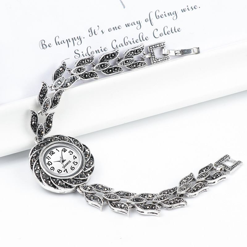 Grey Crystal Dam Armband Watch Modeabla Retrostil Kvarts Watch