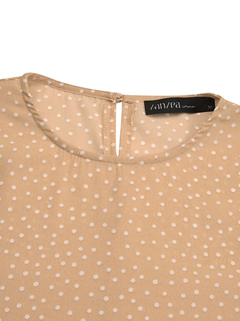 Polka Dot Med Tryck Frill Trim Snörning Casual Lång Puffarm Maxiklänningar För Kvinnor