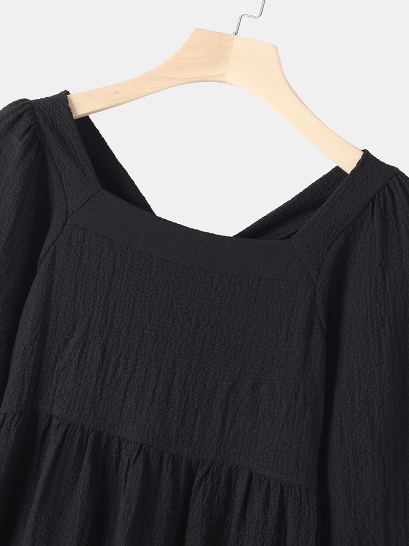 Kvinnor Brief Style Enfärgad Bowknot Ruffle Långärmad Casual Dress