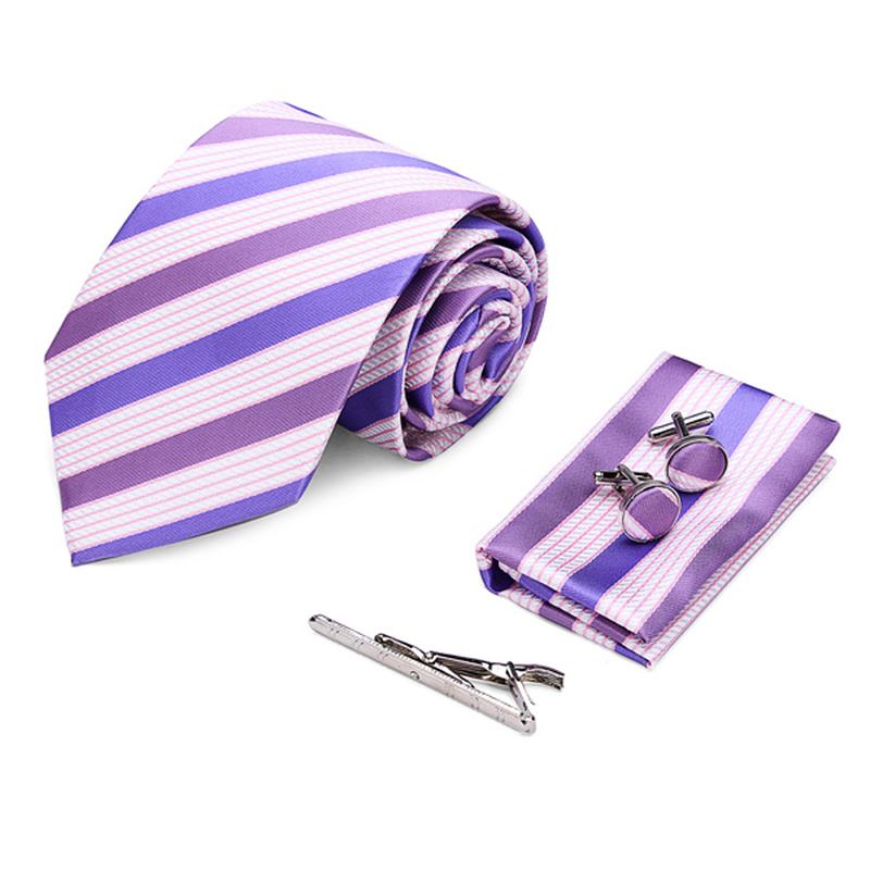 Herr Business Arrow Tie Set Tie Clips Manschettknappar Kerchief Gift Series