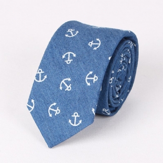 Herrslipsar Utomhus Fritid Tvättad Denim Skull Heads Ship Med Tryck Tie För Män