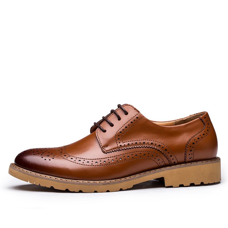 Brogue Carved Business Casual Oxfords I Äkta Läder